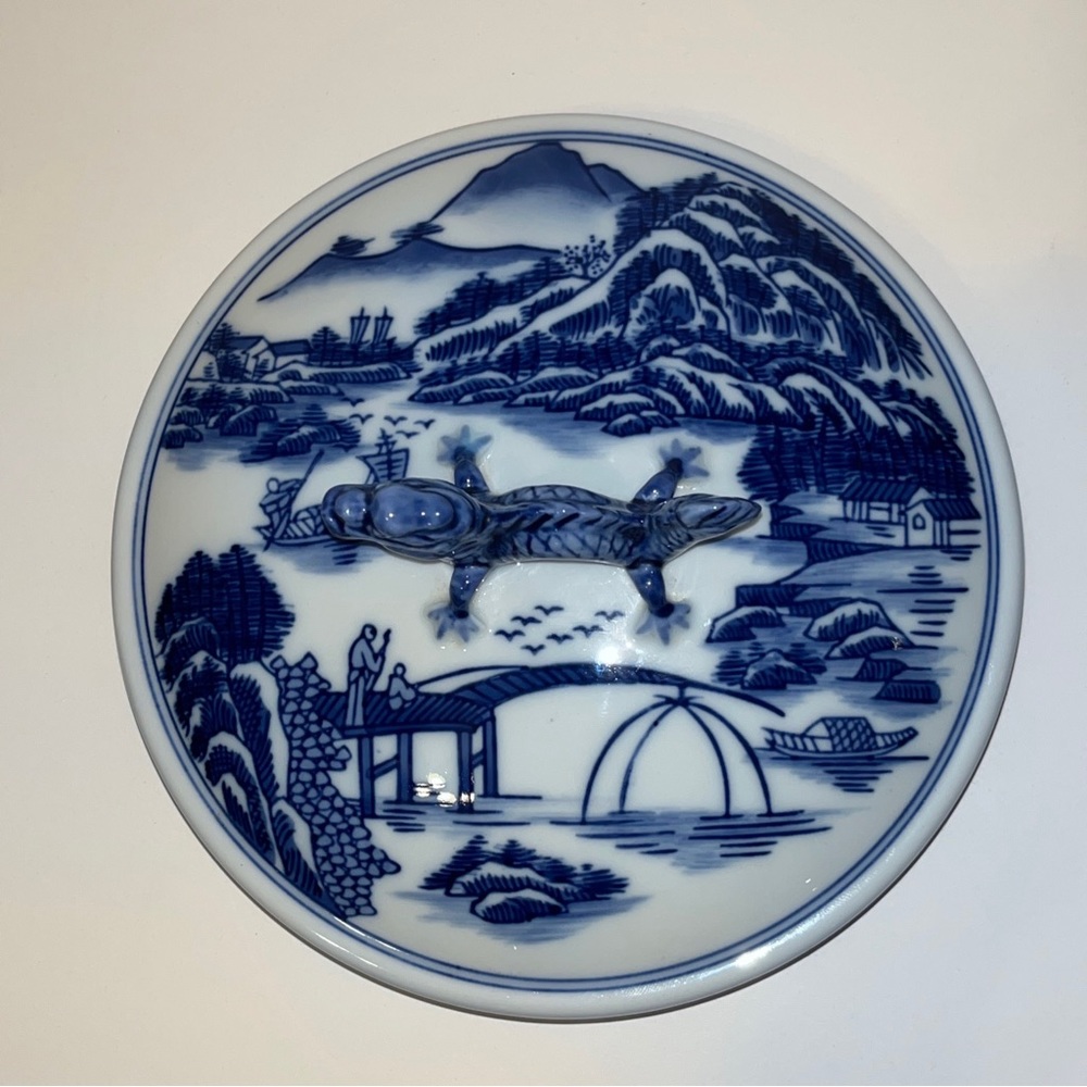 Rare Bombay Porcelain Blue Willow Tiffin Lunch Box Chinese Dragon Stacking Dish - Picture 5 of 9